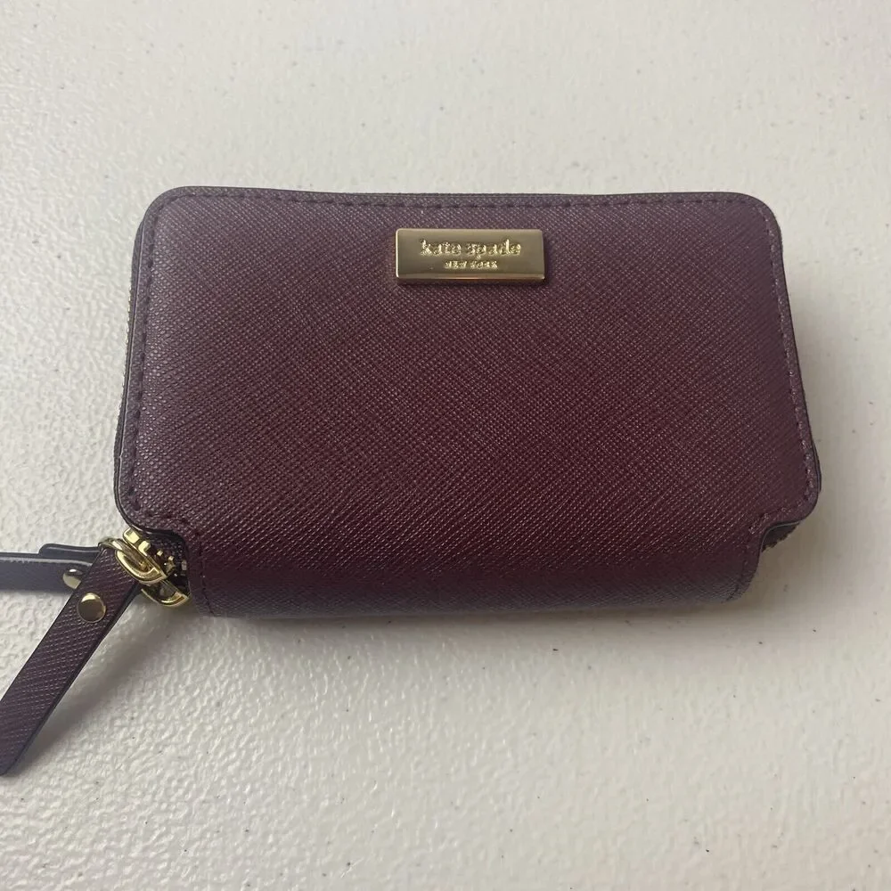 KATE SPADE Womens Red Maroon Zip Around Wallet Size S